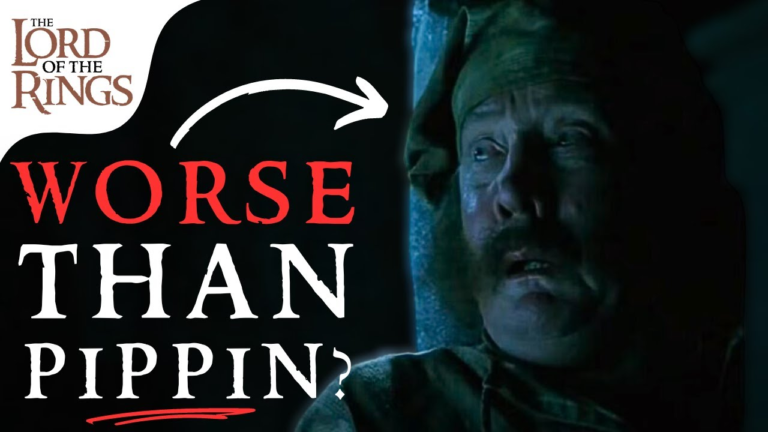 Barliman Butterbur hiding from the Nazgul with text that says WORSE THAN PIPPIN?